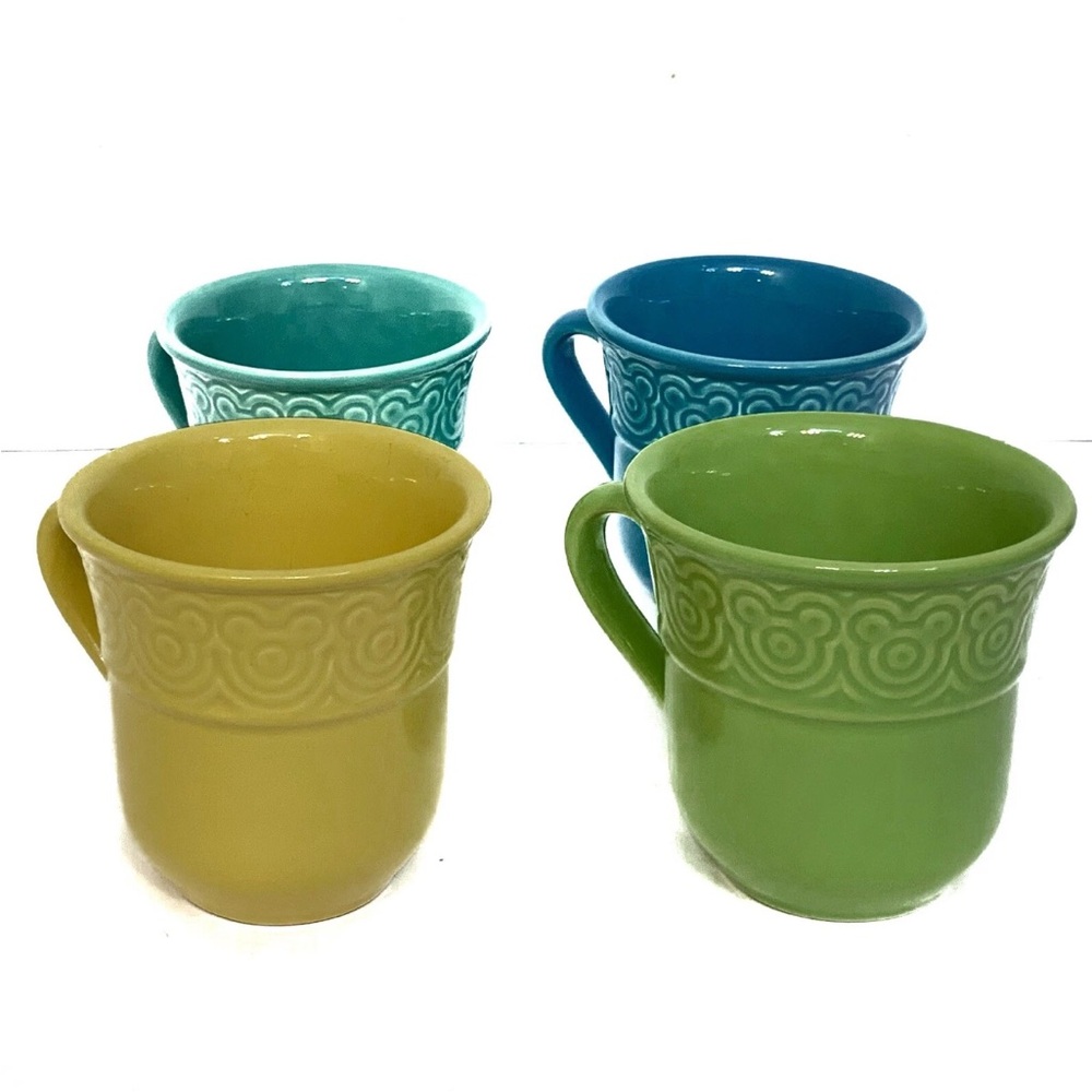 Disney Set of Four Ceramic Mugs Mickey Mouse Embossed Mugs